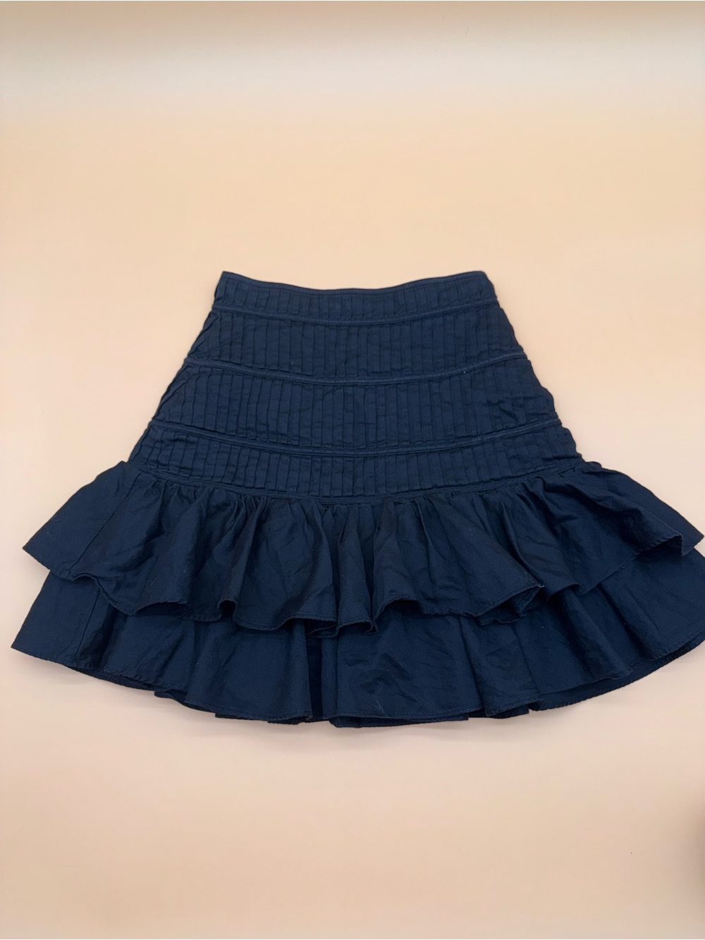 Aje Black Pintuck Tiered Ruffle Mini Skirt Size 6 Quiet Luxury Coquette Romantic